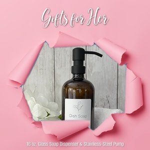 GLASS BOTTLE & PUMP | 16 OZ | CLEAR OR AMBER GLASS | SILVER OR BLACK PUMP